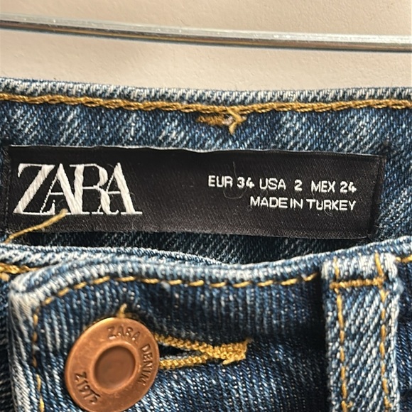 Zara Jeans 2 Blue Relaxed Fit Tapered Leg Slouchy Boho Bloggers Fave High-Rise - Picture 5 of 12